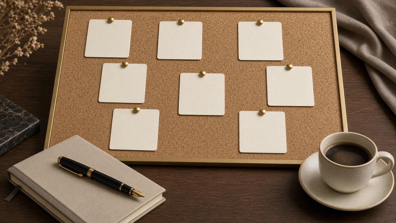 Pin board with job cards (illustration)