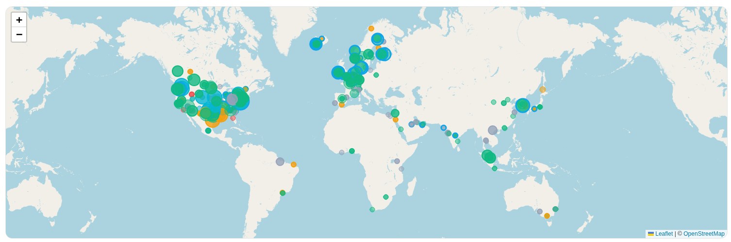 World map of 376 verified AI datacenters